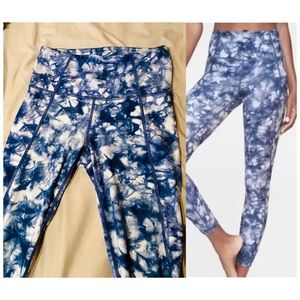 Athleta Blue Tie Dye Salutation Leggings